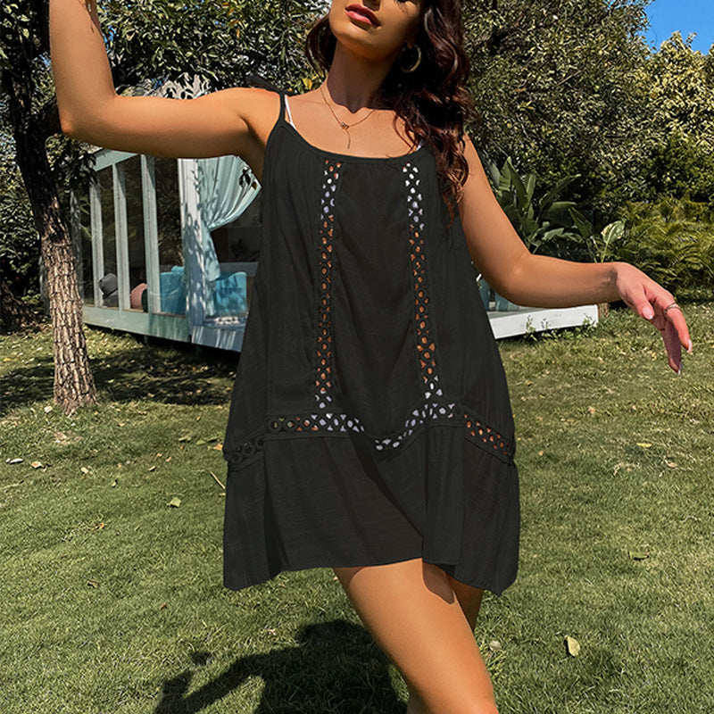 Damenbekleidung Sommer Mode Sexy Cut-Out Hohlring Lockeres Strandkleid Camisole-Kleid