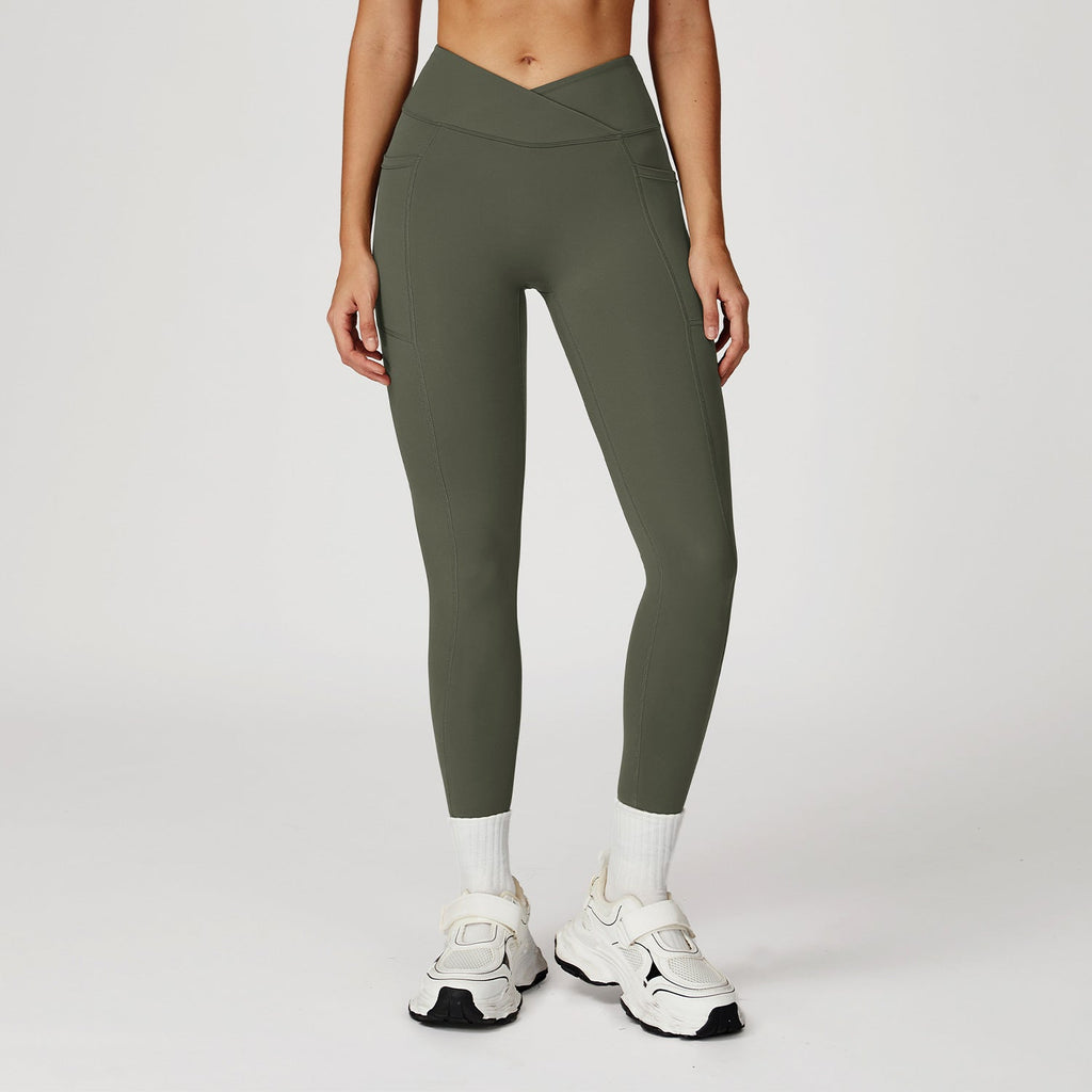 Pantalon de yoga taille haute Nude Feel, pantalon de yoga fitness taille croisée pour femmes, collants de course pour sports de plein air