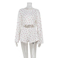 Ensemble deux pièces sexy pour filles : cardigan à manches longues, crop top floral à oreille de bois et short décontracté pour la maison