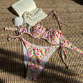 Maillot de bain bikini sexy à imprimé floral frais avec bande