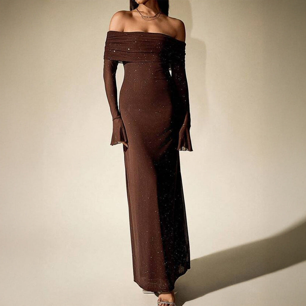 Robe Élégante Unie à Manches Longues Vêtements Femme Automne Hiver