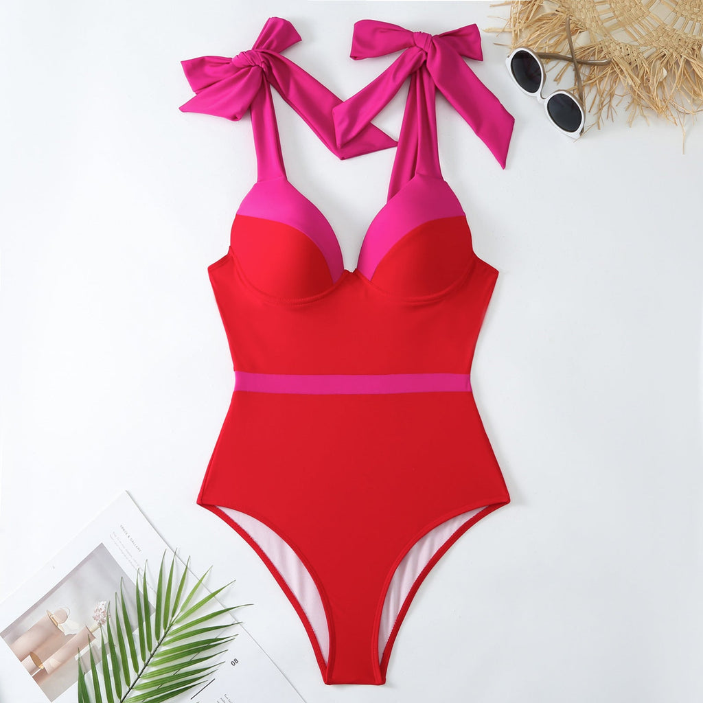 Maillot de bain une pièce uni pour femme, maillot de bain amincissant ventre plat, style européen, français, printemps
