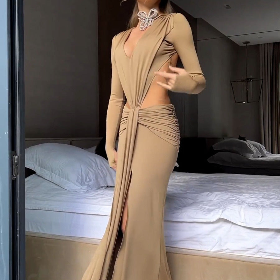 Robe d'été sexy dos nu à bretelles fendue
