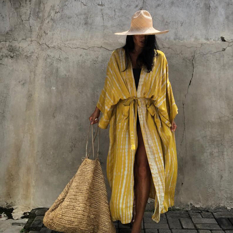 Cardigan Femme en Dentelle Imprimée, Manches Longues, Protection Solaire, pour la Plage, les Vacances, à Porter Par-dessus un Bikini