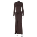 Damenbekleidung Winter Sexy Schlitz Etuikleid Sexy Rollkragen Slim Fit Kleid