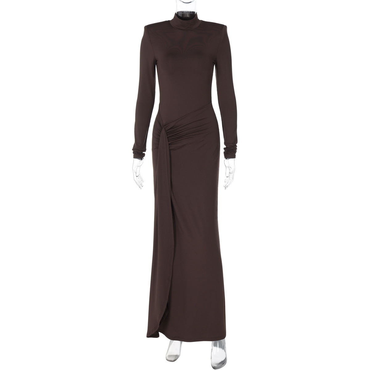 Damenbekleidung Winter Sexy Schlitz Etuikleid Sexy Rollkragen Slim Fit Kleid