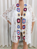 Vêtements de dessus pour femme Cache-maillot de plage Couleur aléatoire Crochet fait main Couture Dentelle Sexy Transparent Protection solaire Cardigan