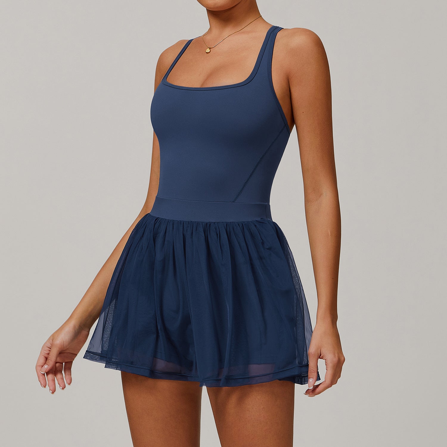 Faux Two Pieces Sustainable Recycled Dress Mesh Breathable Quick Drying Sports Running Anti Exposure Tennis Dress