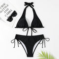 Maillot de bain femme, bikini à lanières, maillot de bain sexy, bikini de couleur unie