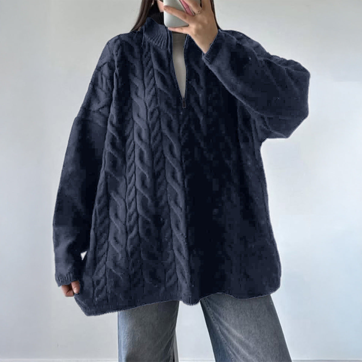 Lässiger Urlaub Wollpullover Einfarbig Langarm Damenbekleidung Herbst Winter