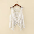 Damen-Sommermantel, dünner Mantel, ärmelloser Spitzen-Cardigan, vielseitiger Schal, Strandbekleidung, Sonnenschutz, Damen-Shirt mit Hohl- und Cutout-Design