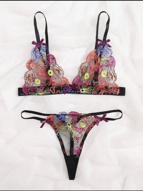 Sexy Dessous Sexy Spitze Transparenter Drei-Punkt-Bikini-Set