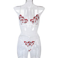 Ensemble de lingerie sexy deux pièces brodé floral extensible et transparent