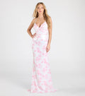 Robe de Soirée Sexy à Paillettes Roses Florales pour Femme