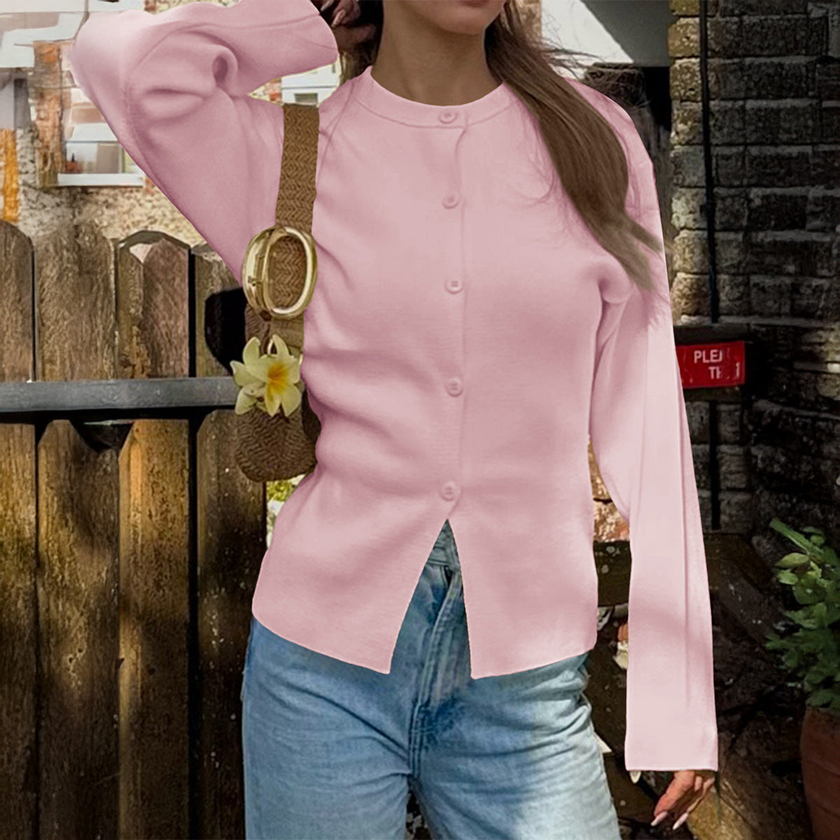 Chemisier boutonnée décontractée unie à manches longues pour femmes, collection automne hiver