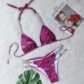 Nouveau Bikini Sexy Motif Serpent Cristal Diamant Maillot de Bain Femme Deux Pièces Maillot de Bain de Plage