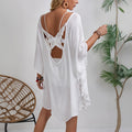 Robe de plage florale à pampilles, crochetée à la main, ajourée, creuse, papillon, coupe ample, protection solaire pour les vacances à la plage
