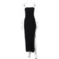 Vêtements féminins d'été, robe tube unie avec fentes et volants, chignon
