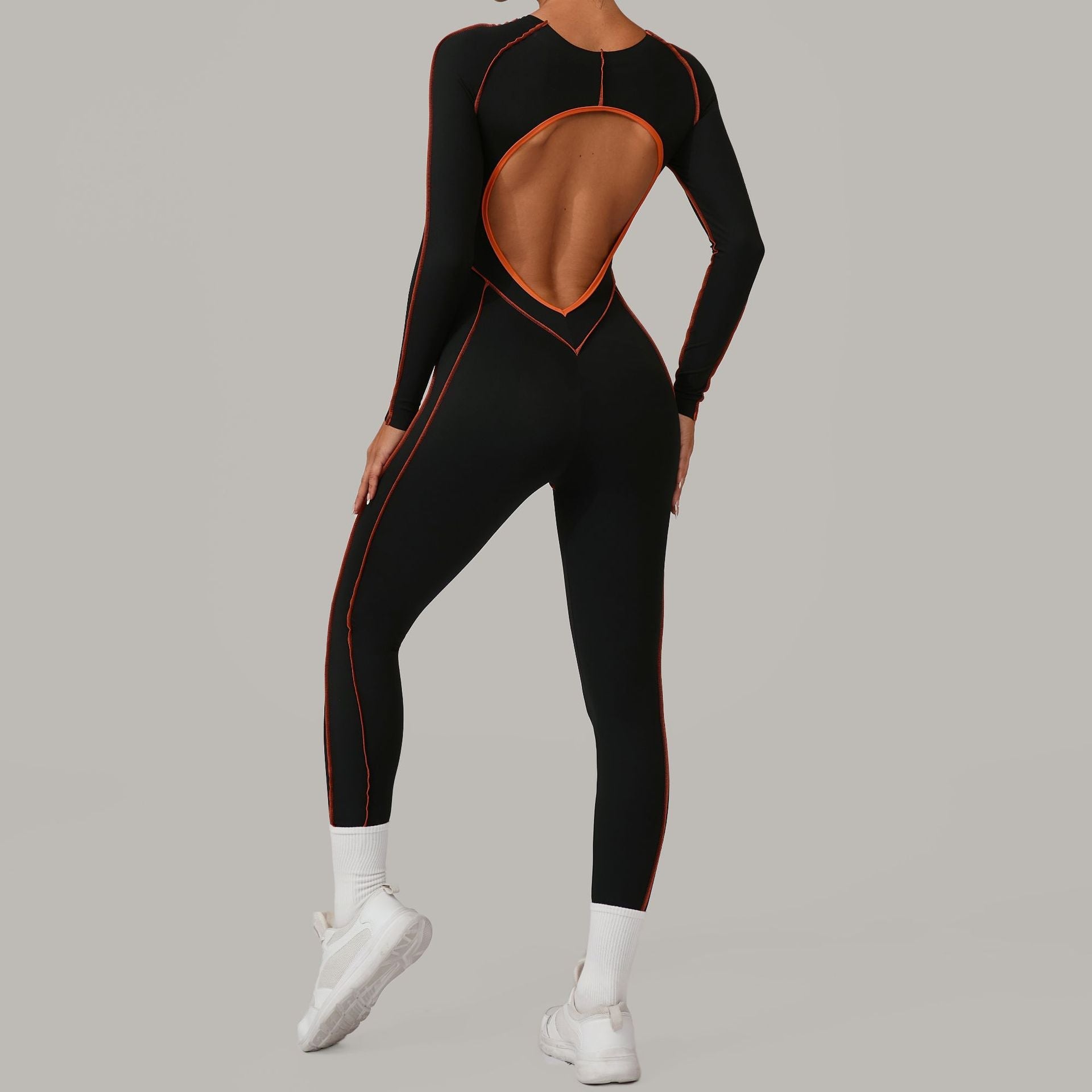 Dreidimensionaler Yoga-Jumpsuit mit farblich passenden, langen Ärmeln, hoher Festigkeit, Fitness, Sport, einteilige Strumpfhose