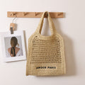 Sac de Plage en Paille Tressée d'Été avec Motif à Lacets, Idéal pour les Vacances à la Plage des Femmes