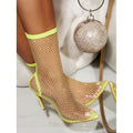 Frühling Sommer Laufsteg Diamant All Match Netz Drill Trendige Damen High Heel Sandalen