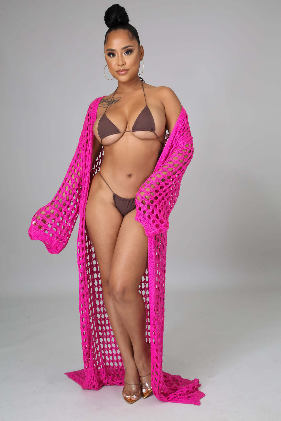 Vêtements pour femmes Robe Chemisier de protection solaire Robe longue de plage Cardigan en maille Cape
