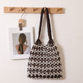 Sac de Plage en Paille Tressée d'Été avec Motif à Lacets, Idéal pour les Vacances à la Plage des Femmes