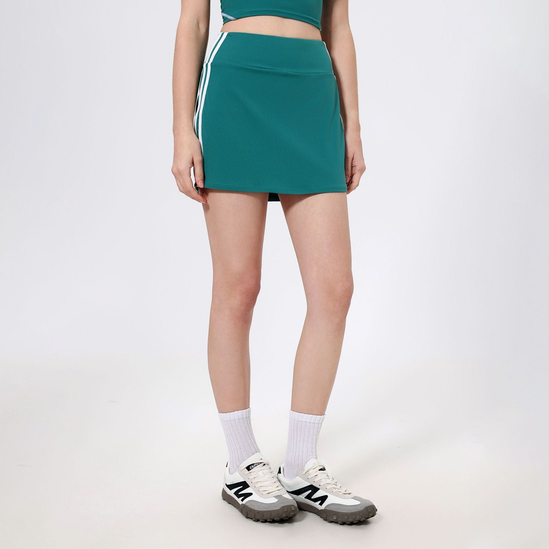Kontrastfarbe Hohe Taille Laufshorts Rock Damen Faux Zweiteilig Anti-Exposition Badminton Tennis Rock Fitnesshose Yoga Rock