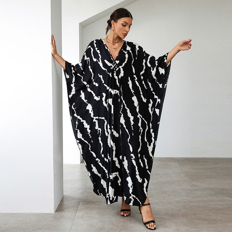 Rayon-Print Urlaubskimonos Strandjacken Maxi-Kleider Bikini-Überwürfe