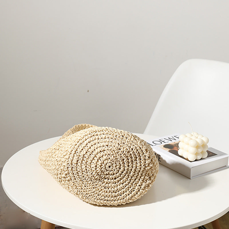 Sac tissé à la main Sac en paille Sac seau Sac de plage pour les vacances à la mer