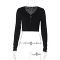 Damenbekleidung Sommer Sexy Cardigan Button Cropped Langarm T-Shirt Top
