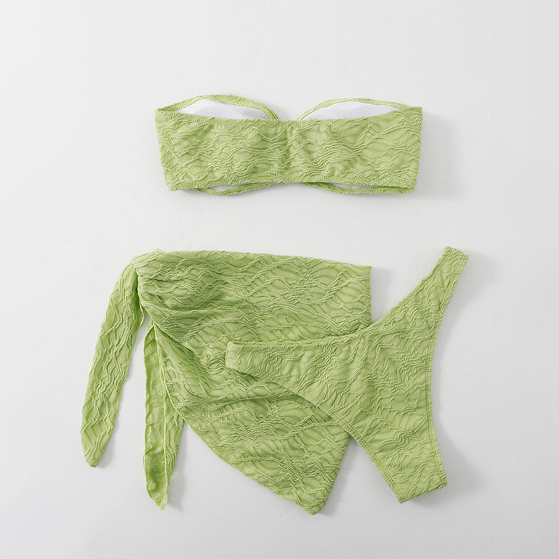 Sexy Schnür-Badeanzug dreiteilig Wind Strand Meer Urlaub Bikini Schwimmanzug
