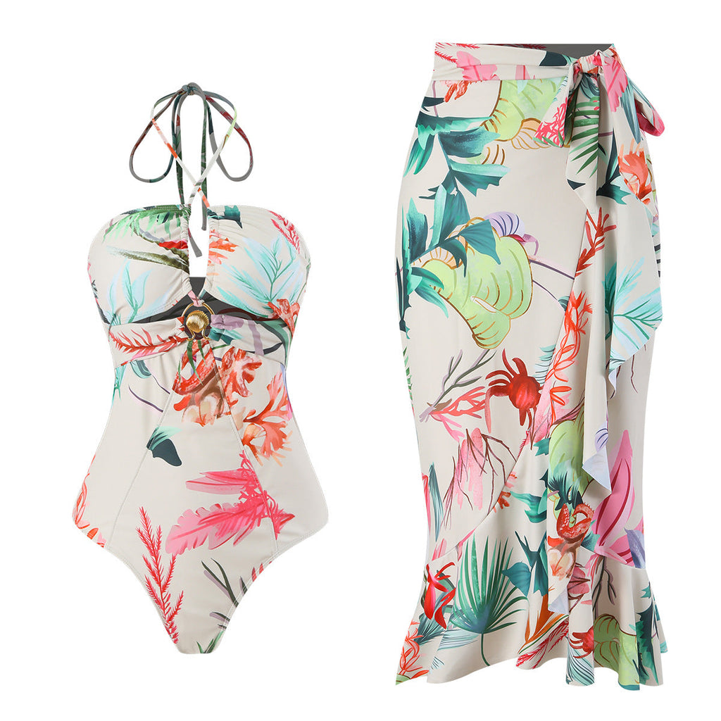 Bikini Digital bedruckt Zweiteiliges Set Siamesischer konservativer Badeanzug für Damen