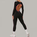 Combinaison de yoga moulante à manches longues, coupe tridimensionnelle, couleur assortie, haute résistance, pour le sport et le fitness