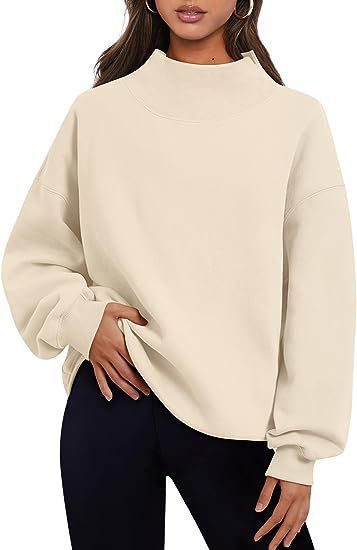 Damen Herbst Winter Casual Fleecehemd Damen Dicke Halb-Rollkragen Lockere Sweatshirts