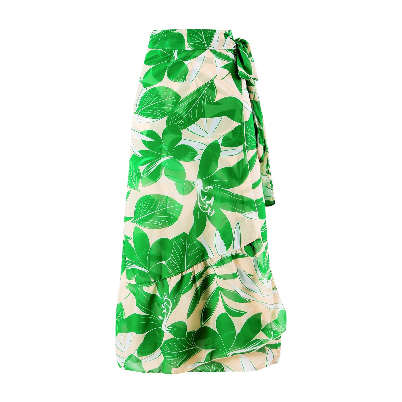 Maillot de bain une pièce amincissant rétro pour femme, motif imprimé vert, robe en mousseline.