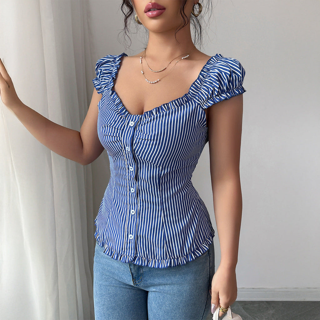 Haut-chemise cardigan rayé élégant assorti pour femmes, collection automne-hiver