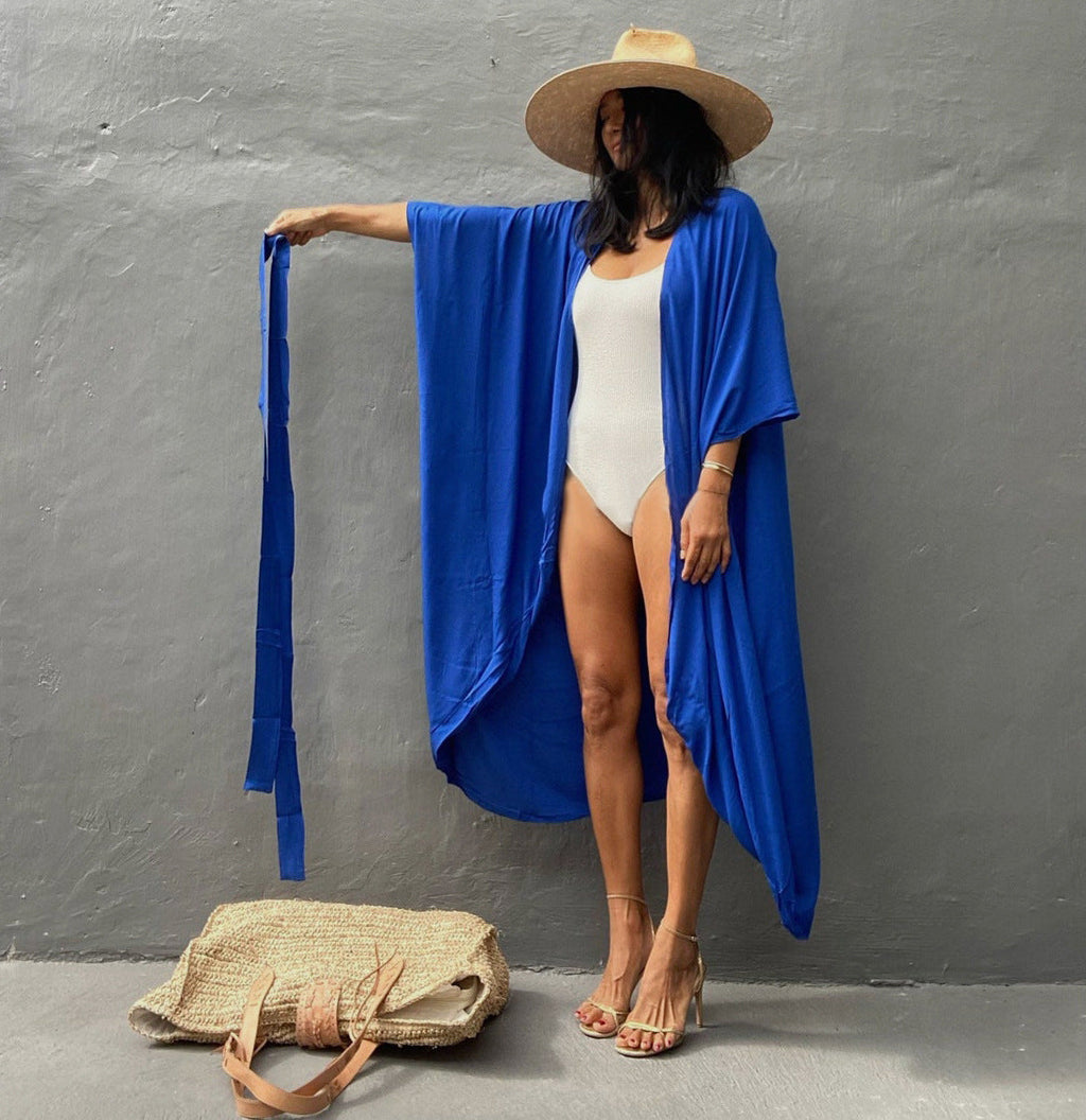 Cardigan uni en rayonne, décontracté pour les vacances ou la plage, cache-maillot, 5 couleurs