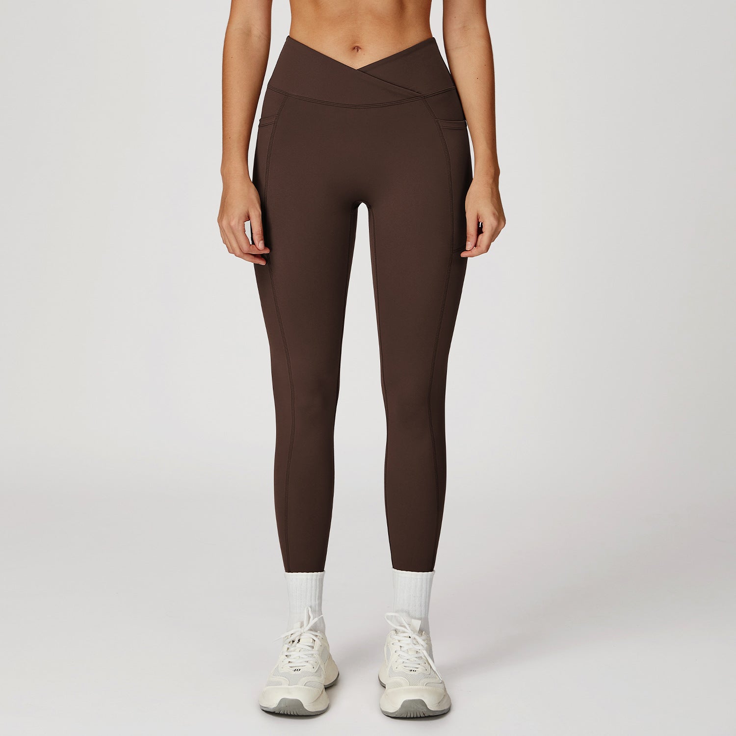 Nude Feel High Waist Yogahosen Cross Waist Fitness Yogahosen Damen Outdoor Sport Lauf-Tights