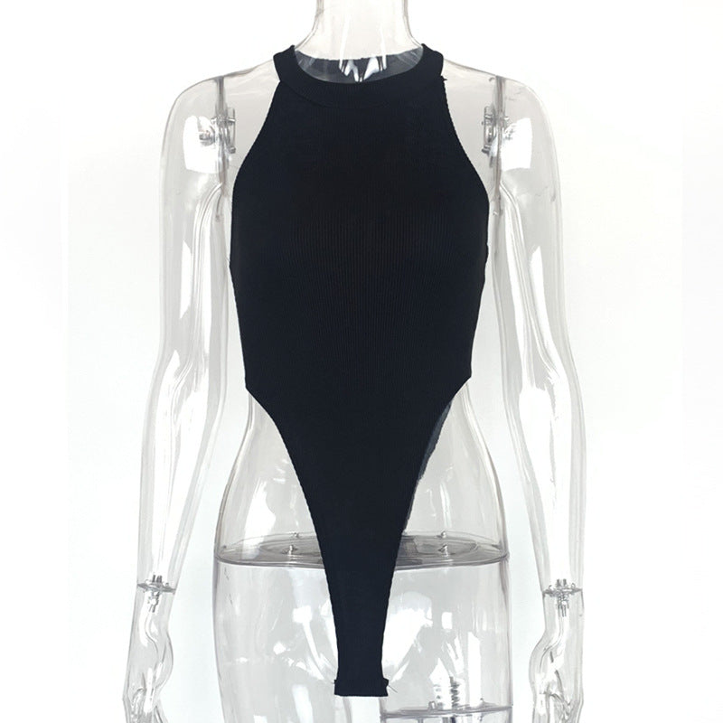 Sommer Damenbekleidung Enges Westentop Sexy Neckholder Ärmelloser Body mit hohem Schlitz