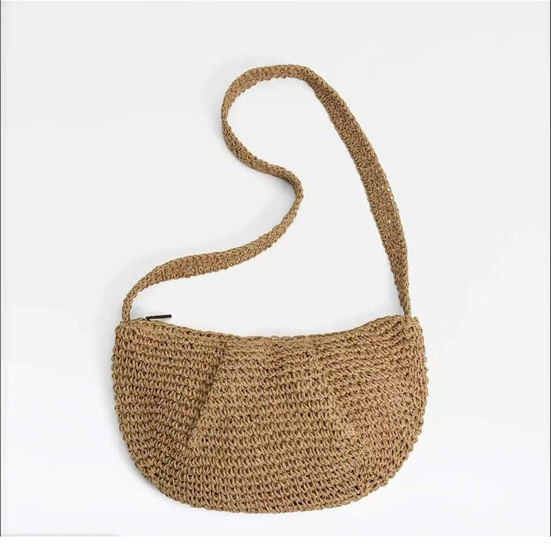 Sac à bandoulière décontracté en paille, sac à boulettes de niche, sac tissé, sac de plage de vacances, sac de poitrine assorti à tout