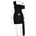 Damen One-Shoulder Sexy Rüschen-Minikleid
