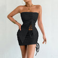 Ensemble deux pièces sexy pour femme - Haut bandeau et robe moulante à la hanche