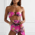 Maillot de bain sexy deux pièces imprimé lacé pour femme