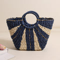 Sac fourre-tout tissé en paille, grand format, fil de soie doré, portable, pour légumes, panier de plage, à main