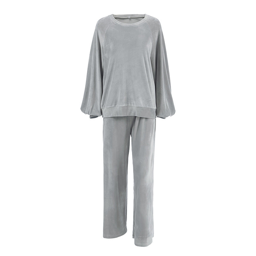 Herbst Winter Langarm-Hose Bequemer Pyjama Damen Warme lockere Oberbekleidung Homewear