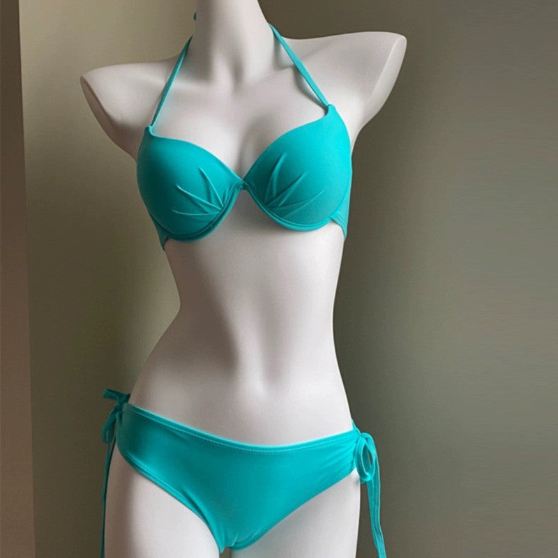 Maillot de bain trois pièces sexy pour femme avec support en acier et push-up, parfait pour les vacances de printemps à la plage