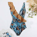 Maillot de bain sexy pour femme, bikini imprimé léopard, maillot de bain à volants, robe en mousseline.