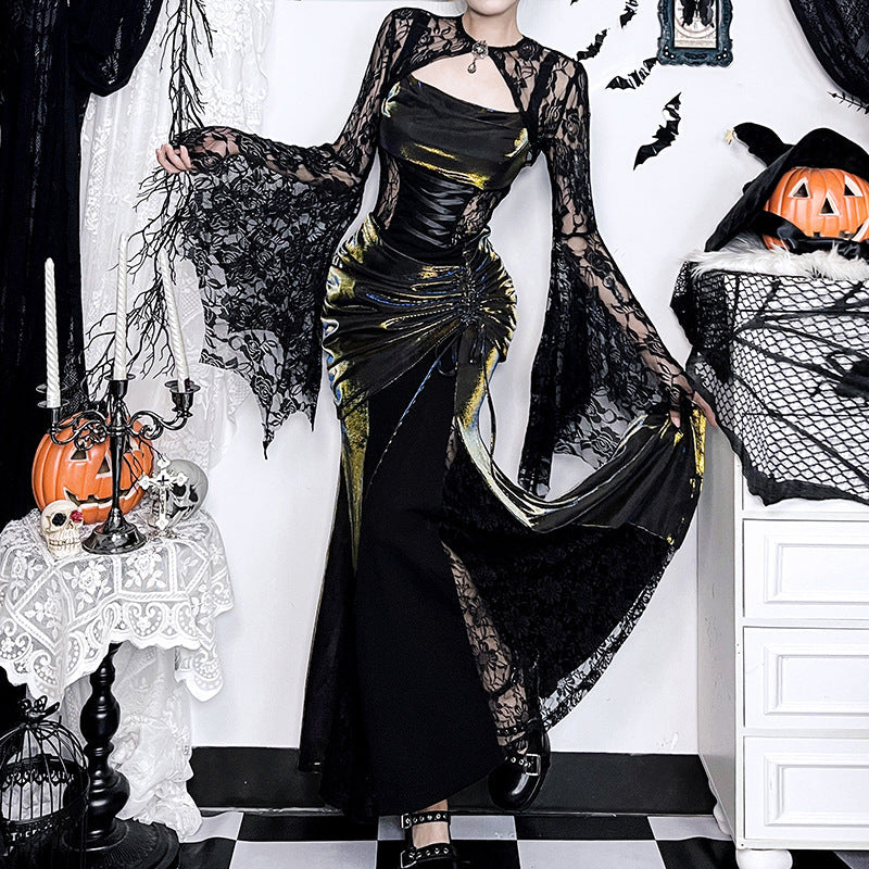 Herbst Elegante Spitze Fledermausärmel Unregelmäßige Asymmetrische Overhaul Weste Top Damen