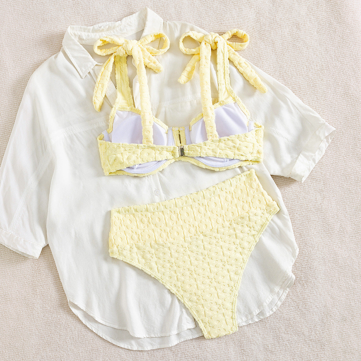 Maillot de Bain Bikini Sexy Deux Pièces Uni